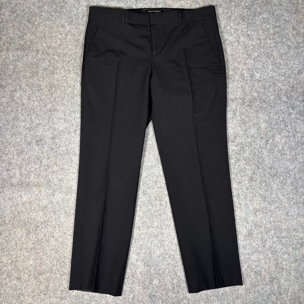 Banana Republic Avery Dress Pants Men 6 Black Wool Blend Trousers 183631-01